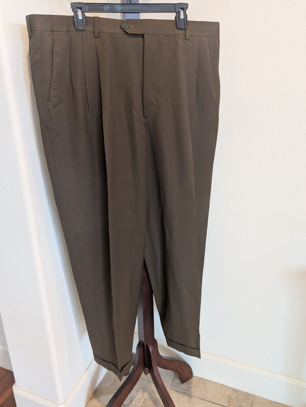 Givenchy Men's Cuffed Dress Pants in Dark Brown - Size 40R